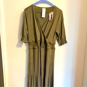 Serra Olive Long Sleeve Dress